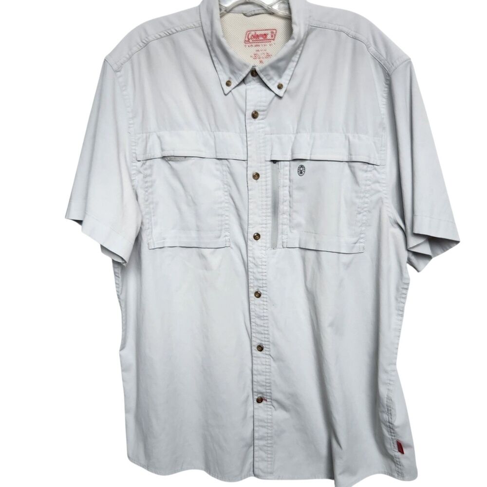 Coleman Men XL Gray Fishing Hiking Shirt Gorpcore Utility Coastal Cool Vent Tech